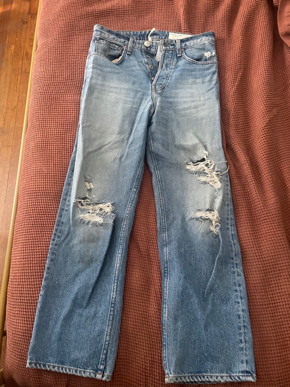 Rag & Bone Distressed Women's Blue Jeans – Mid Wash